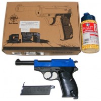 Galaxy G21 Spring Powered Blue Metal BB Gun Pistol (P38 Replica) & 2000 Pellets Galaxy G21 Spring Powered Blue Metal BB Gun Pistol (P38 Replica) & 2000 Pellets