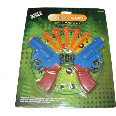 Set of 2 Plastic 14cm Dart Guns with 5 Soft Darts