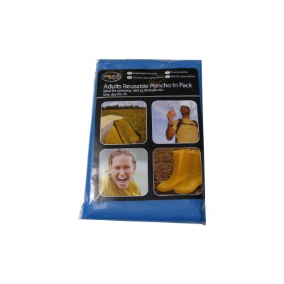 Adult Size Plastic Poncho with Hood - Choice of 3 Colours